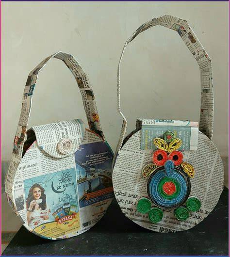 DIY Newspaper Crafts: How to Make Newspaper Handbag | Newspaper Purse ... - raincitystudios.com
