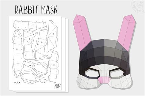 DIY Paper Rabbit Mask 3D Papercraft Printable PDF
