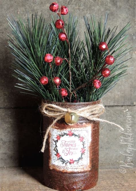 DIY Primitive Can using Dollar Tree calendar Burlap Kitchen