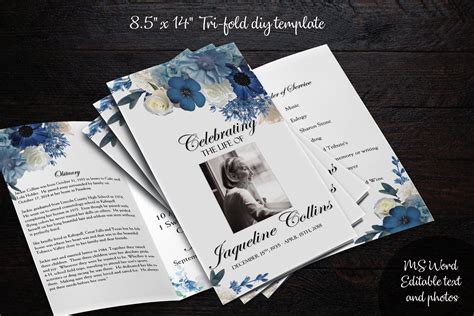 DIY Printable 8.5x14 TriFold Funeral Program Memorial Etsy Funeral program template