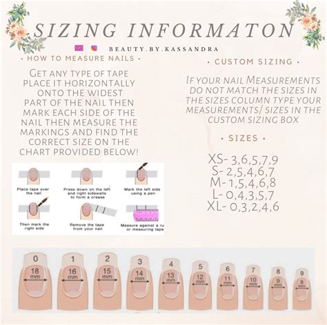 DIY Size Chart Template Press On Nails Size Guide Custom Etsy