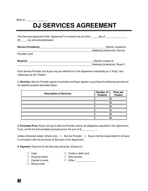 DJ Contract in Word and Pdf formats