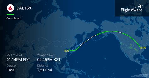 DL159 (DAL159) Delta Flight Tracking and History 10-Apr-2024 (KDTW-ICN ...