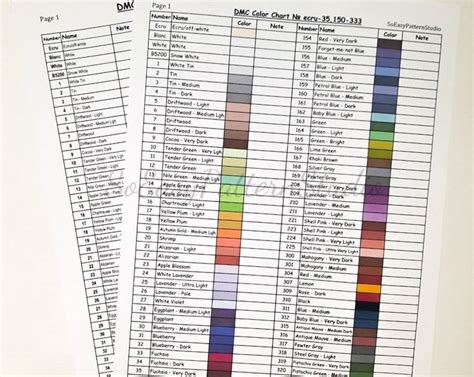 DMC Floss Color Chart PDF Download file DMC threads color shade chart for Cross Stitch Thread
