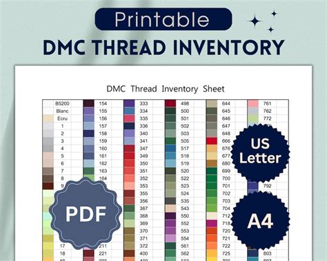 DMC Floss Thread Inventory Checklist Template Google Sheets