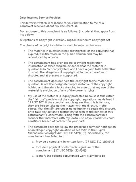 DMCA CounterNotification Template PDF Digital Millennium Copyright