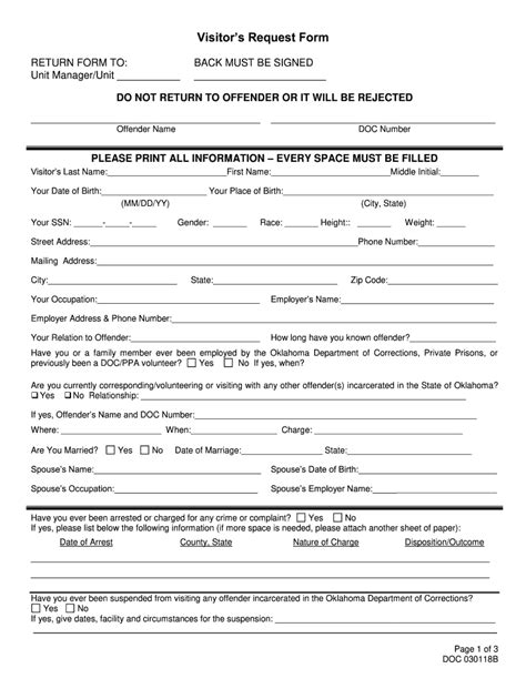 DOC Visitation Form Oklahoma Fill Out and Sign Printable PDF Template
