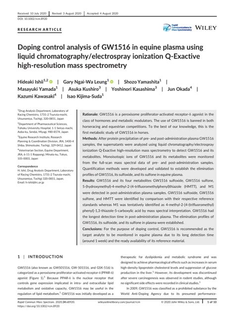 Doping Control Analysis of Perfluorocarbons in Equine Plasma by ... - wintechmobiles.com