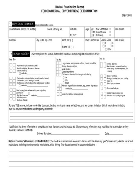 DOT Physical Form download free documents for PDF, Word and Excel