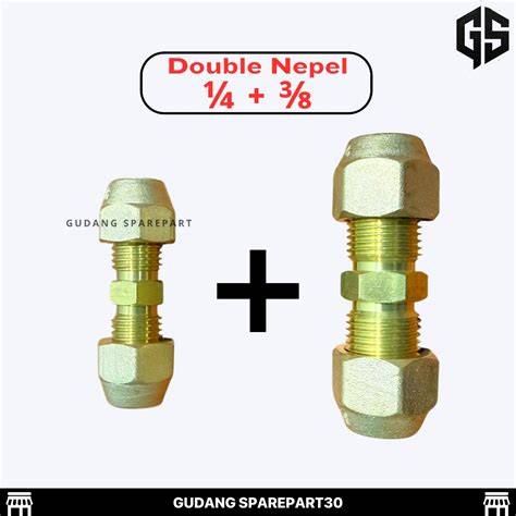 Double Nepel Set 1/4 - 1/2 sambungan pipa ac dobel neppel 1/4-1/2 - raincitystudios.com