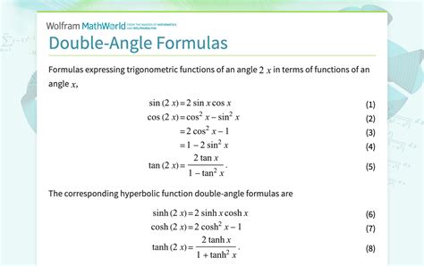 Double-Angle Formulas -- from Wolfram MathWorld - wintechmobiles.com