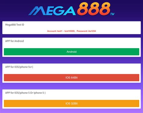 download mega888 test id - elchoricharrua.com