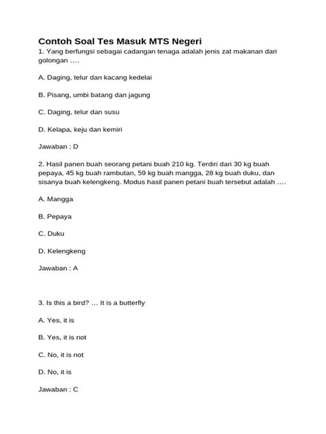 download soal tes masuk mts - elchoricharrua.com