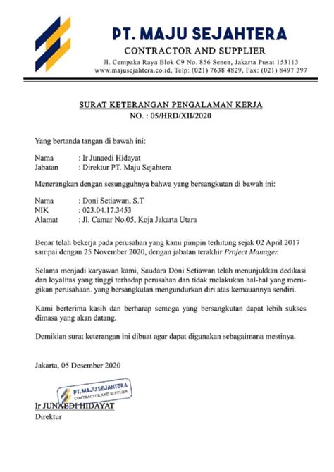 download surat pengalaman kerja pdf - elchoricharrua.com