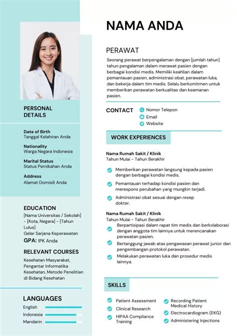 download template cv perawat - elchoricharrua.com
