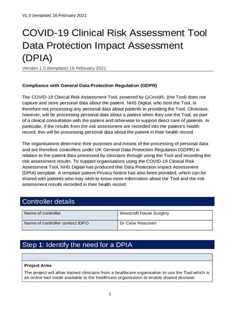 DPIA suggested process and template Doc Template pdfFiller