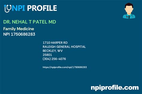 DR. NEHAL T PATEL MD NPI 1750686283