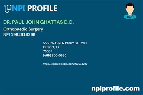 DR. PAUL JOHN GHATTAS D.O. NPI 1982913299