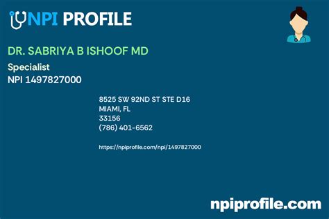 DR. SABRIYA B ISHOOF MD, NPI 1497827000 - Specialist in Miami, …