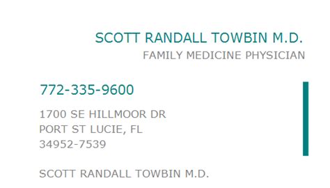 DR. SCOTT RANDALL TOWBIN M.D. NPI 1750319521 - NPI Profile