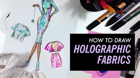 DRAWING HOLOGRAPHIC FABRICS Fashion Drawing YouTube