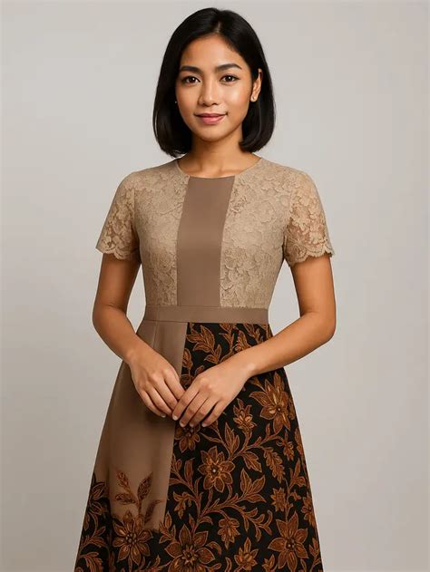 dress batik kombinasi polos modern - elchoricharrua.com