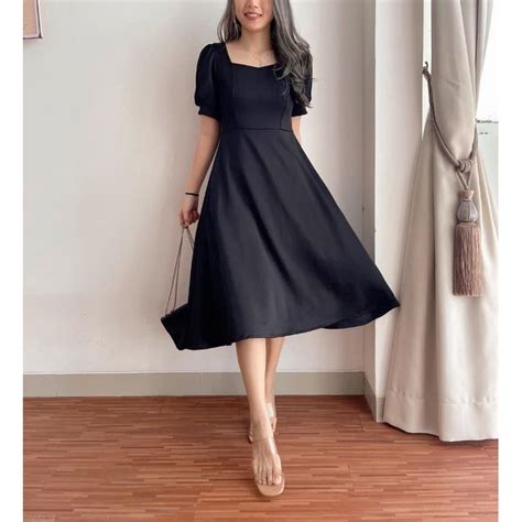 dress hitam polos selutut - elchoricharrua.com