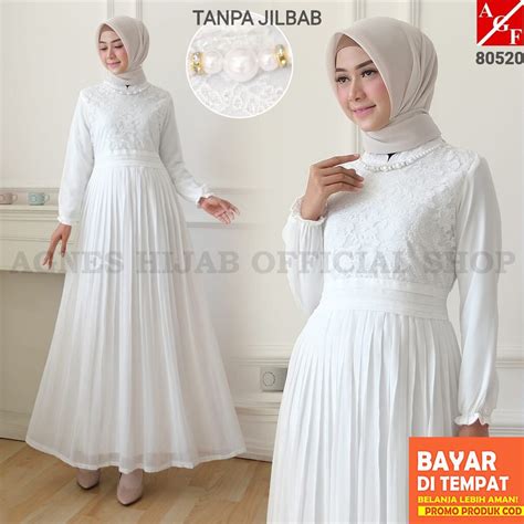 dress muslim putih elegan - elchoricharrua.com