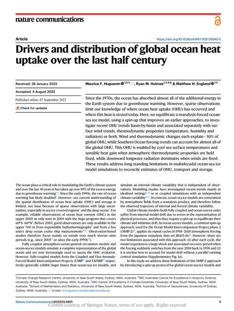Drivers and distribution of global ocean heat uptake over the ... - Nature - raincitystudios.com