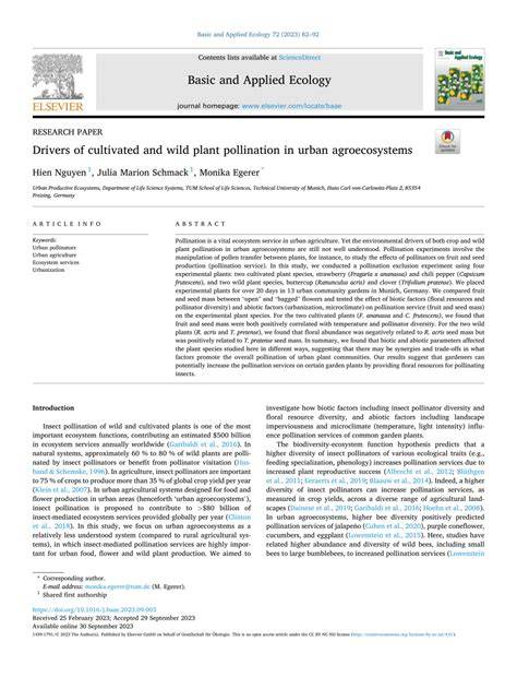 Drivers of cultivated and wild plant pollination in urban ... - raincitystudios.com