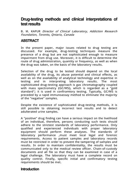 Drug-testing methods and clinical interpretations of test results - wintechmobiles.com