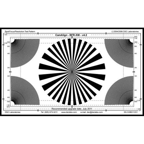 DSC Labs Backfocus Maxi Focus Pattern Chart with Resolution BFRM