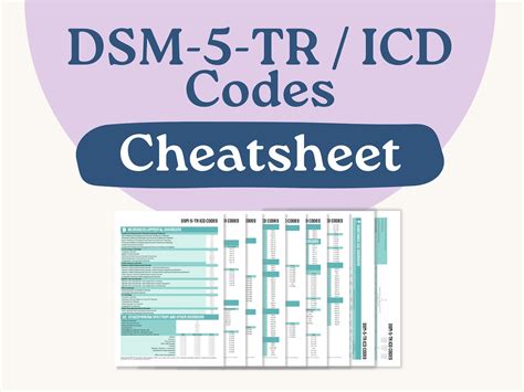 DSM5TR ICD Codes Cheatsheet Etsy