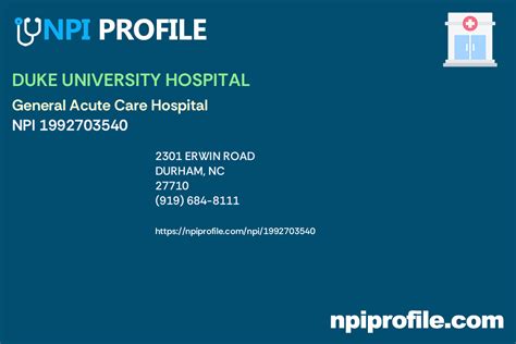 DUKE UNIVERSITY HOSPITAL NPI 1992703540