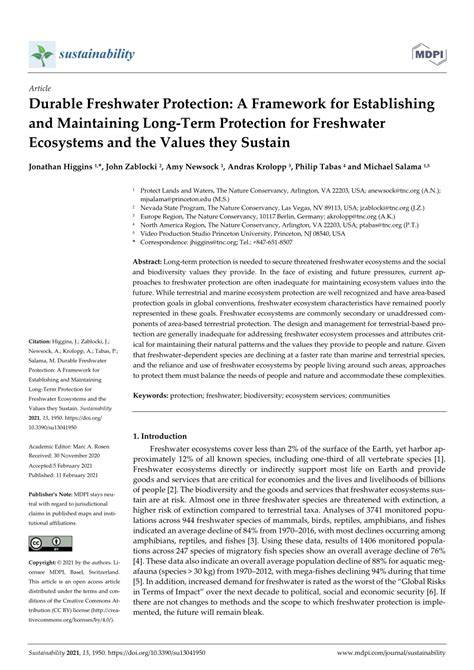 Durable Freshwater Protection: A Framework for Establishing and ... - raincitystudios.com