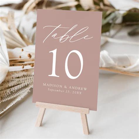 Dusty Rose Modern Elegance Wedding Table Number - muktibox.com