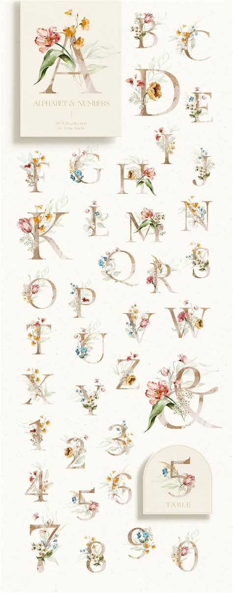 DUTCH - Watercolor Floral Alphabet - Creative Market