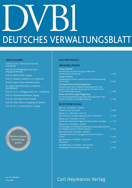 DVBl - Deutsches Verwaltungsblatt - Heft 9 2024 Ausländer ...