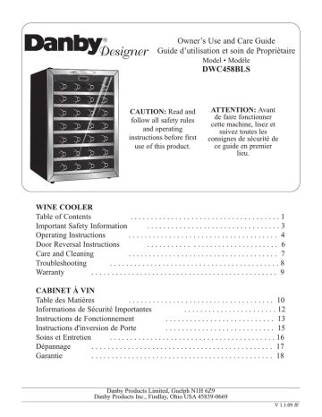 DWC458BLS Danby Replacement Parts - Encompass