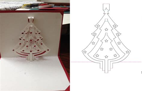 DYI Christmas Tree Pop Up Card Tutorial Free Pattern Pop up card