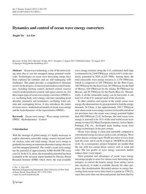 Dynamics and control of ocean wave energy converters - wintechmobiles.com