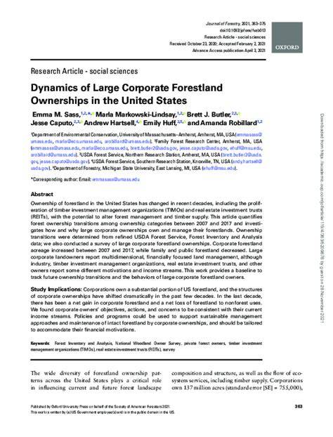 Dynamics of Large Corporate Forestland Ownerships in the United States - raincitystudios.com