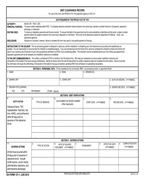 Da Form 137 1 - Fill Out and Sign Printable PDF Template signNow