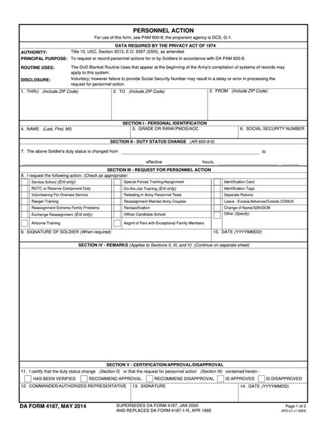 Da Form 4187 ≡ Fill Out Printable PDF Forms Online