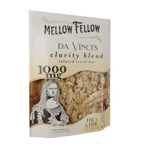 Mellow Fellow Clarity Blend Disposable 2G. $21.99. or 4 interest-free payments of $5.50 with. ⓘ. In stock. 6 Reviews. Check out the Mellow Fellow Da Vinci Clarity Blend Disposable, offering 2 blended grams of HHC, Delta-8, CBD, CBG, and THC-V inside a convenient disposable. Please Note: You may potentially receive a Da Vinci's Clarity Blend ...