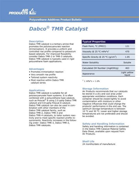 Dabco tmr 20.  Our DABCO &reg; brand includes a range of amine catalysts, ...