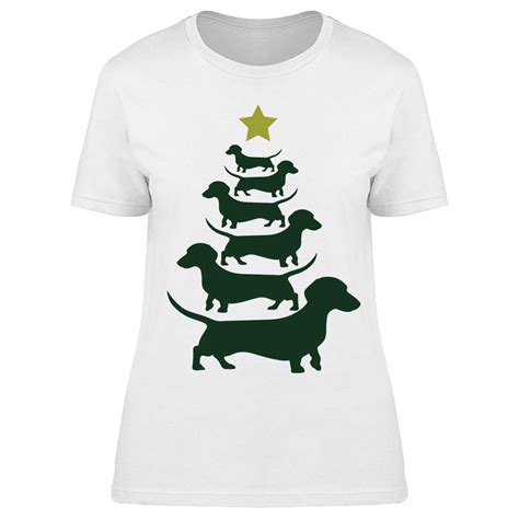 Dachshund Christmas Tree Women T-Shirt Medium - Walmart