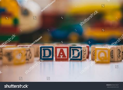Dad Spelled Out in Alphabet Building Blocks Stock Image Image of