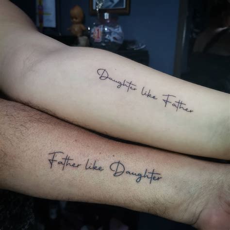 Dad and daughter tattoo quotes. Her father’s eyes that find the good in things when good is not around." — Amy Grant, "Father's Eyes". "No one loves me just like you do. No one knows me just like you do. No one can compare ... 