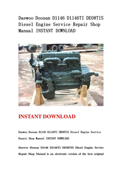 Daewoo doosan d1146 d1146ti de08tis diesel engine service repair shop manual instant download. - P6 login user already logged in.